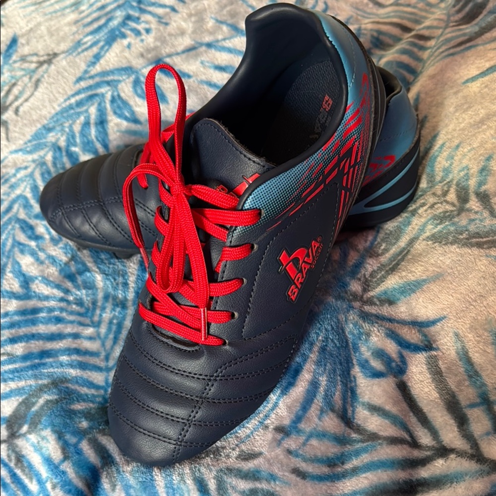 YouthBlue and Red Soccer Shoes